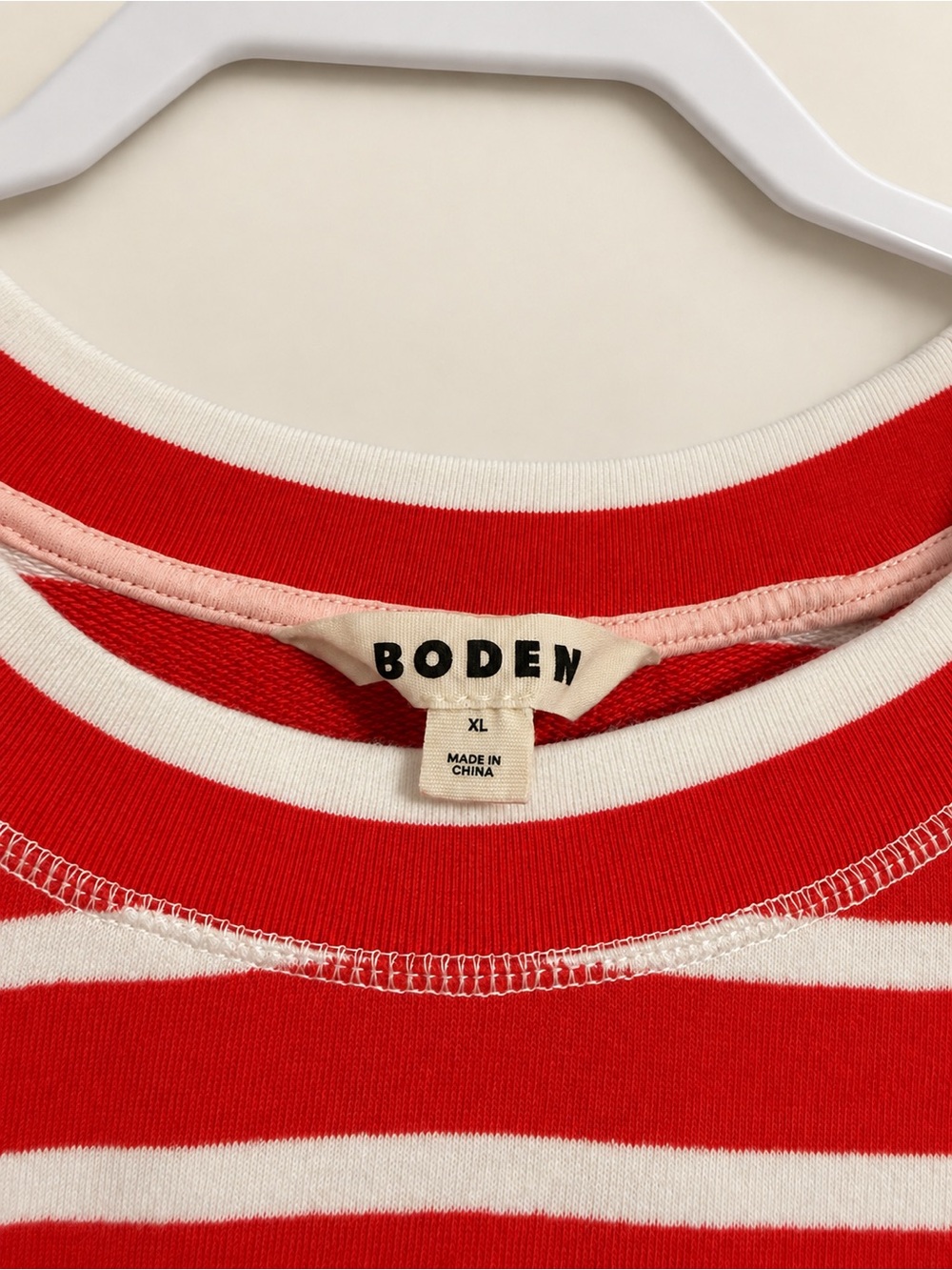 Boden Red & White Striped Sweatshirt Top Size XL - Picture 4 of 8